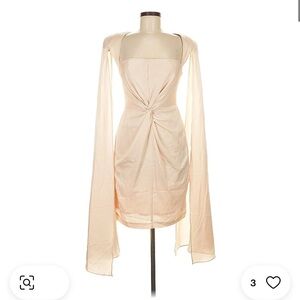 Elegant Cream Dress with Draped Sleeves